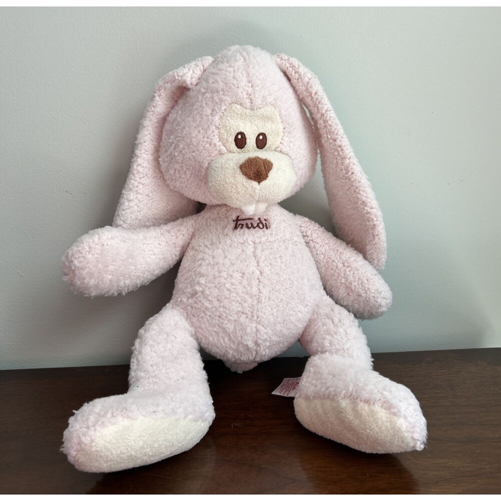 Trudi Italy Pink Bunny Rabbit Plush Stuffed Animal Doudou Sherpa 14"
